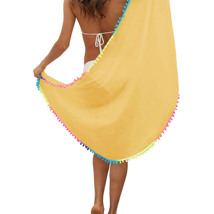 Sarong da Spiaggia per Donna, Sexy Copricostume in Rete Trasparente con Frange Colorate platinumshop