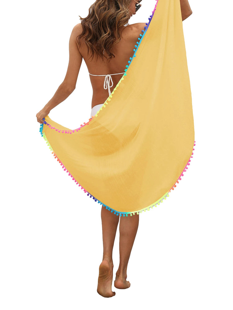 Sarong da Spiaggia per Donna, Sexy Copricostume in Rete Trasparente con Frange Colorate platinumshop