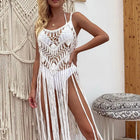 CROCHET BIKINI-Abito da spiaggia copricostume Boho per donna, orlo sexy con frange cave, costumi da bagno estivi, gonna tuniche da spiaggia platinumshop