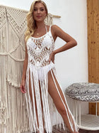 CROCHET BIKINI-Abito da spiaggia copricostume Boho per donna, orlo sexy con frange cave, costumi da bagno estivi, gonna tuniche da spiaggia platinumshop