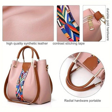 Set di 4 Borse da Donna in Pelle PU: Borsa a Tracolla, Borsa a Mano, Pochette e Portacarte