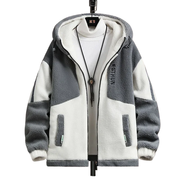 Men's Outdoor Casual Hooded Jacket Men's Autumn and Winter Fashionable Warm and Cold Resistant Full Zipper Loose Jacket Jacket