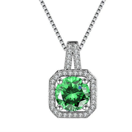 925 Sterling Silver Necklace For Women Round Pendent Sparkling Pave CZ Necklace Fashion Anniversary Birthday Jewelry Gifts N325 PlatiNum