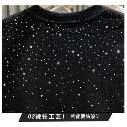 New Luxury Men's T-shirt Hot Diamond Printed Half Sleeve Fashion Round Neck Casual Summer High-end Men Tops T Shirts PlatiNum