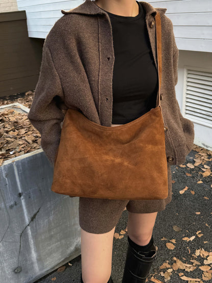 Motingsome Natural Soft Suede Woman Bags Large Capacity Handbag Big Underarm Messenger Bag Shoulder Purse Casual Tote 2025 New