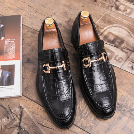 Scarpe Casual in Pelle da Uomo, Mocassini di Design con Fibbia Metallica, Scarpe Eleganti da Uomo per Affari, Nuove Scarpe di Lusso in Pelle