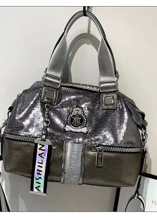 Large Capacity Handbag Female 2024 New Trend High-Grade Fashion Sequins Messenger Bag Luxury Designer Casual Tote Shoulder Bags PlatiNum