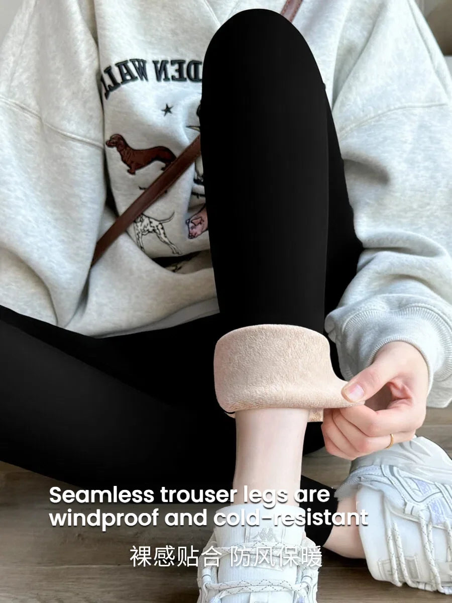 Women's Shark Leggings Fleece Lined  Winter Warm Tummy Control Thermal Pants High Waist Slimming Figure Long trousers Plus Size