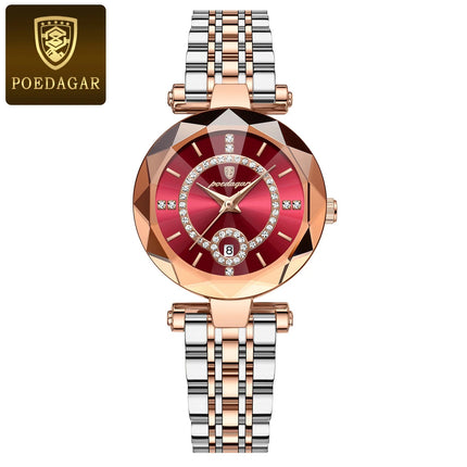 POEDAGAR Orologio da polso originale alla moda per donna Orologio da donna al quarzo con data in acciaio inossidabile impermeabile Orologi da donna casual di lusso platinumshop