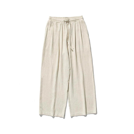 Pantaloni da uomo in cotone e lino, comodi, traspiranti, con elastico in vita, pantaloni da uomo in tinta unita, casual, stile Harajuku, pantaloni larghi a gamba dritta