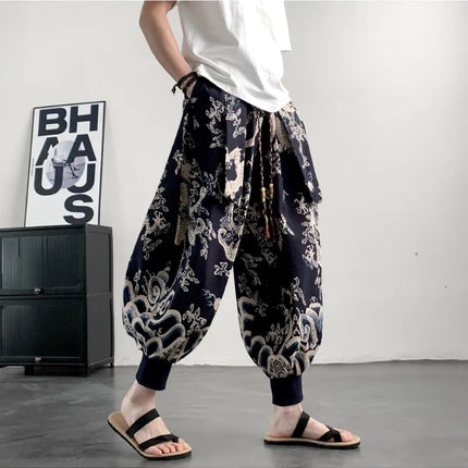 Pantaloni Estivi da Uomo 2026 in Cotone Leggero Sottile Comodi da Spiaggia, Pantaloni Larghi Casual Hip Hop Stampati, Pantaloni Jogger Oversize alla Moda