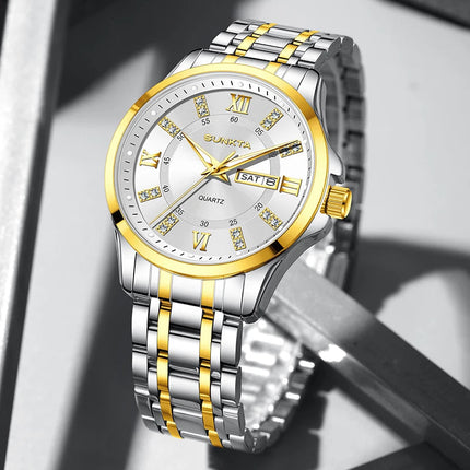 SUNKTA Orologio da Donna con Diamanti, Moda Creativa, Acciaio Impermeabile, Orologio al Quarzo Casual Luminoso con Bracciale platinumshop