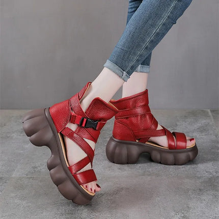 Women's Leather Slip-on Shoes, New Style 2026, Closed-Toe Shoes, Roman Style Sandals, Women's Retro Platform Shoes