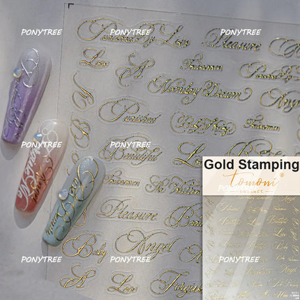 English Word Christmas Tree Calligraphy Font Reindeer Bell Gift Bowknot Starburst Adhesive Nail Charm Art Sticker Manicure Decal