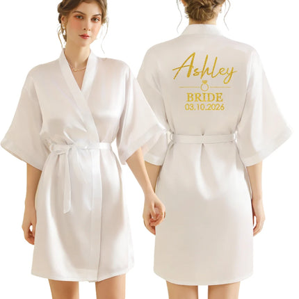 Testo personalizzato Logo accappatoio da sposa abito da sposa sposa damigella d'onore abiti da sposa donna addio al nubilato addio al nubilato