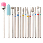 14Pcs Set Rotary Grinding Buffer Polisher Replacement Nail Drill Bit Kit For Gel Nail Removal Manicure Pedicure Machine Salon Household Nail Treatment