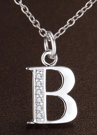 26 Letters 925 Sterling Silver Necklace Pendant Zircon For Women Exquisite Student Girlfriend Jewelry Accessories Wedding Gift PlatiNum