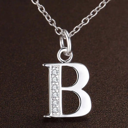26 Letters 925 Sterling Silver Necklace Pendant Zircon For Women Exquisite Student Girlfriend Jewelry Accessories Wedding Gift PlatiNum