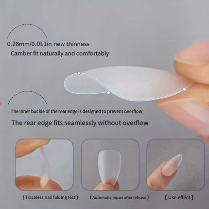 Box of 330 Short Almond Nail Tips - Upgraded Matte Gel Nail Stickers, No File, Pre-Shaped Full Coverage Short Almond Nails