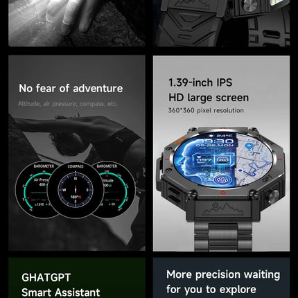 T-Rex 3 Grado Ultra Militare GPS Astuto Della Vigilanza 10ATM Bussola Impermeabile Altimetro Barometrico AMOLED Uomini HD Chiamata Sport Smartwatch platinumshop