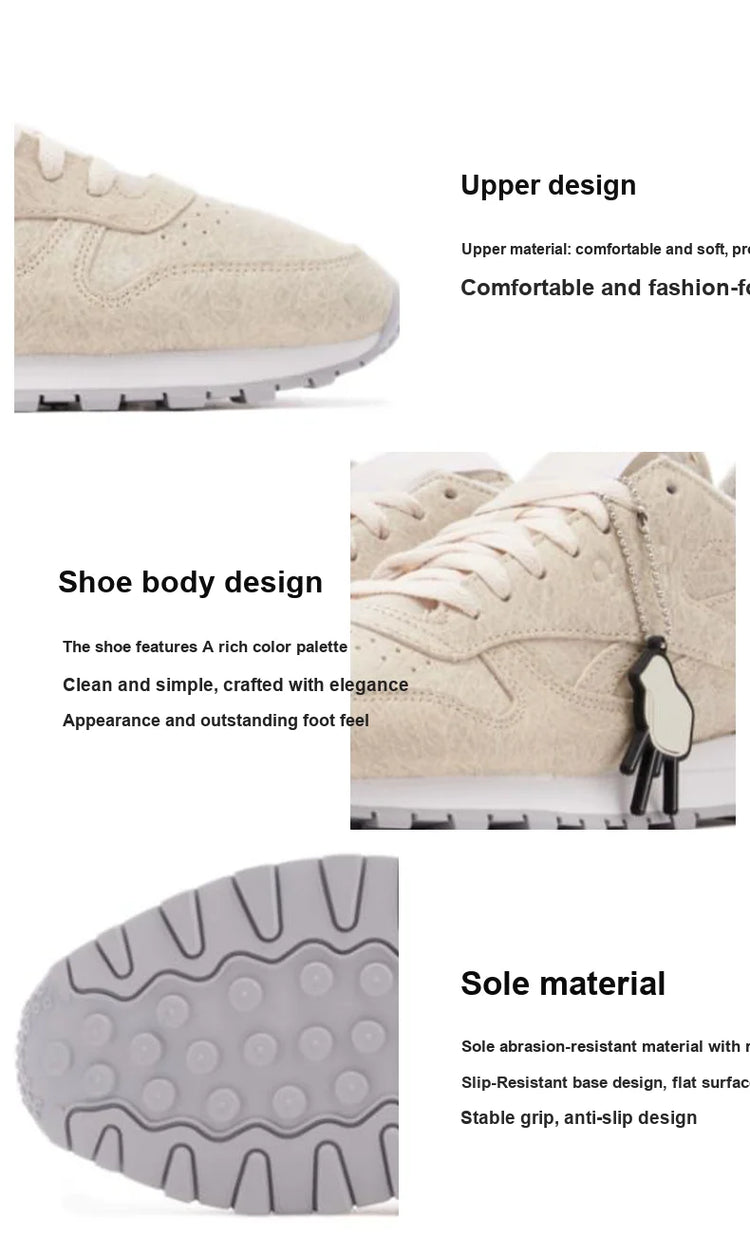 Eames x Reebok Comfortable Leather Abrasion Resistant Abrasion Resistant Low top Running Shoes Men's Beige Brown FZ5861