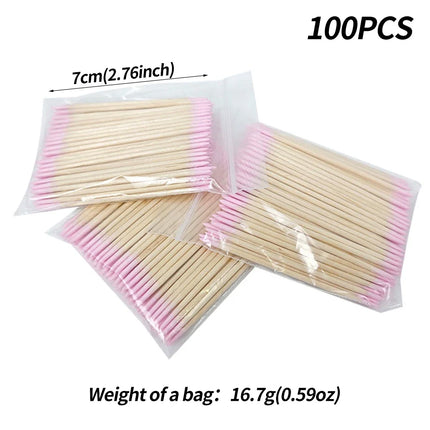 400pcs Pink Double Head Nail Art Cuticle Pusher Remover 7CM Orange Wood Sticks Cotton Swab Clean Tool for Nail Rhinestone Makeup 2028