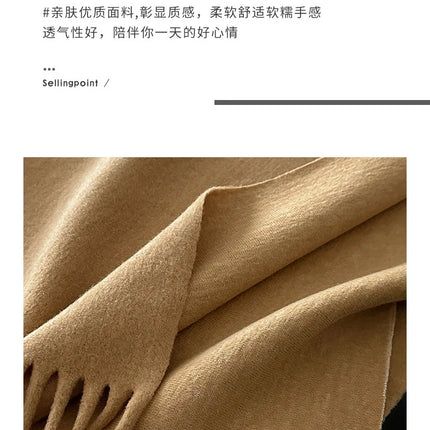 Women Split‑Open Woolen Tassel Poncho Shawl Thick Warm Cape Coat Autumn Winter Travel Photography Outer Wrap