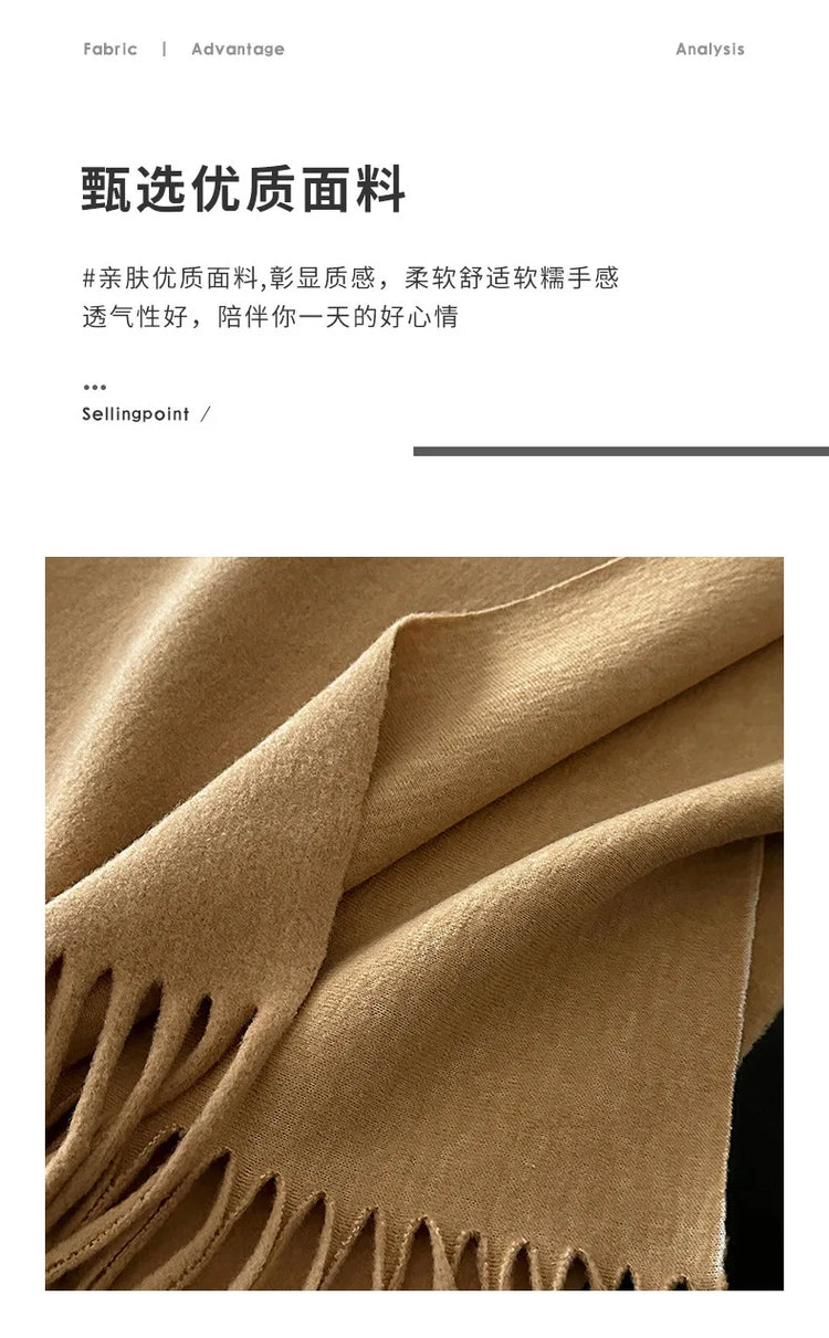 Women Split‑Open Woolen Tassel Poncho Shawl Thick Warm Cape Coat Autumn Winter Travel Photography Outer Wrap