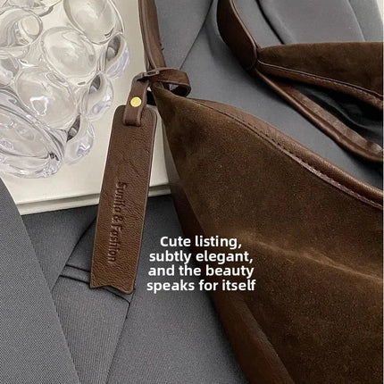 Women Suede Shoulder Bag with Zipper Hobo Bags Large Capacity Handbag Slouchy Bag Commuter Travel Bag Purses and Handbags PlatiNum
