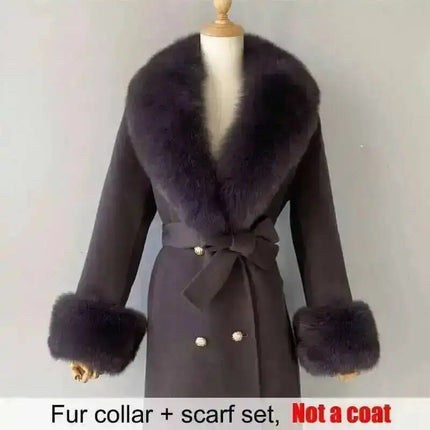 Real Fur Collar And Cuffs Set Winter Coat Accessories Women Fluffy Large Fur Shawl Neak Warm Fox Fur Scarf Furry Scarves Female