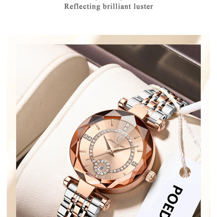 POEDAGAR Orologio da polso originale alla moda per donna Orologio da donna al quarzo con data in acciaio inossidabile impermeabile Orologi da donna casual di lusso platinumshop