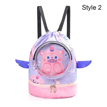 Borsa da spiaggia con coulisse per bambini con separazione asciutta e bagnata, impermeabile, regolabile, per sport, nuoto, viaggi, fitness, spiaggia, borsa da nuoto per bambini