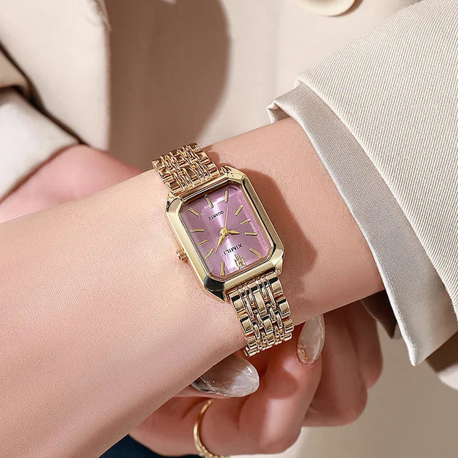 2025 Orologio da polso con cinturino in acciaio inossidabile di marca calda Orologio da polso al quarzo regalo di lusso da donna Orologio da polso al quarzo quadrato semplice moda studente platinumshop