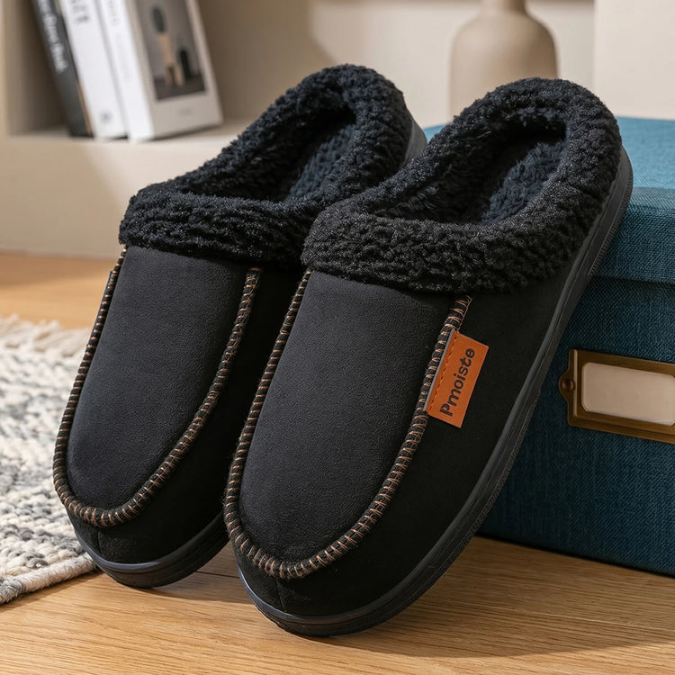Winter New Men's Imitation Deer Skin Slippers TPR Bottom Warm and Comfortable Indoor Slippers Suitable for Home Wear anti Slip