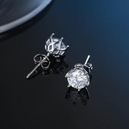 100% Real Sterling Silver S925 Moissanite Earrings Stud  With 2 Certificate D VVS1 Pass Diamond Test Pen For Women Men Jewelry PlatiNum