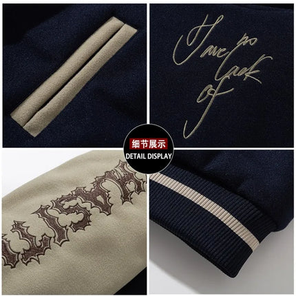 Man Baseball Jacket Winter Letter Embroidery Varsity Jacket Women American Vintage Coat Warm Fashion Hip Hop Original Original