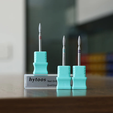 HYTOOS Small Flame Diamond Cut Pro Nail Drill Bits Chrome Russian Cuticle Bit for Nail Drill Dead Skin Cleaner Nail Prep Tool