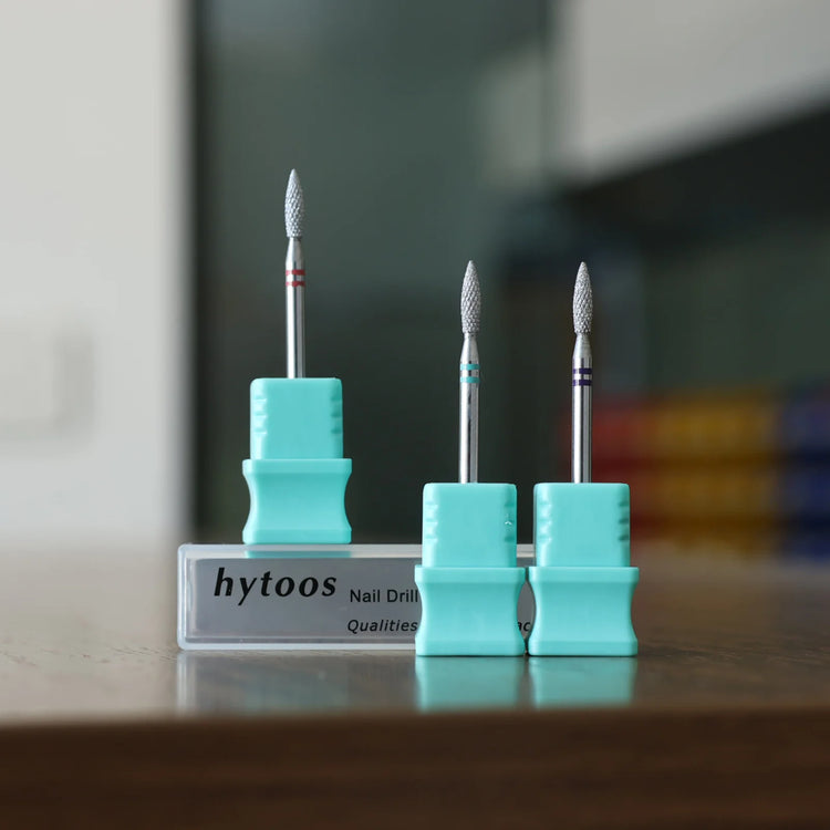 HYTOOS Small Flame Diamond Cut Pro Nail Drill Bits Chrome Russian Cuticle Bit for Nail Drill Dead Skin Cleaner Nail Prep Tool
