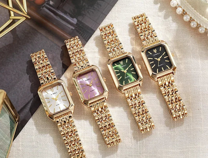 2025 Orologio da polso con cinturino in acciaio inossidabile di marca calda Orologio da polso al quarzo regalo di lusso da donna Orologio da polso al quarzo quadrato semplice moda studente platinumshop