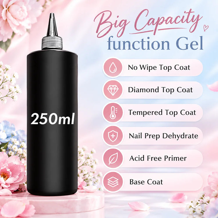 250ml Shiny No Wipe Top Coat UV Base Gel Polish Matte Diamond Top Primer Nail Prep Dehydrate Long Lasting Gel Refill Package