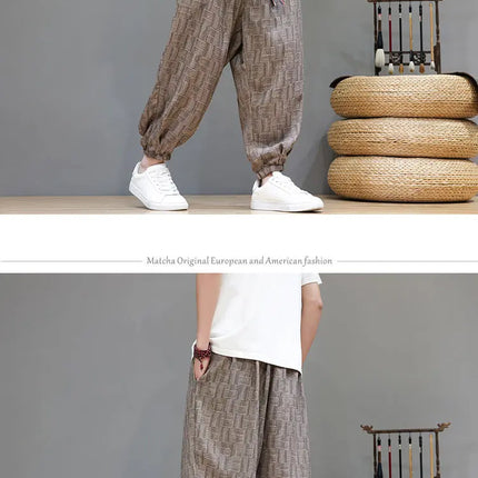 Pantaloni a Gamba Larga Stile Cinese in Corduroy, Pantaloni Lantern da Uomo, Comodi e Traspiranti per Autunno e Inverno, Jogger Casual