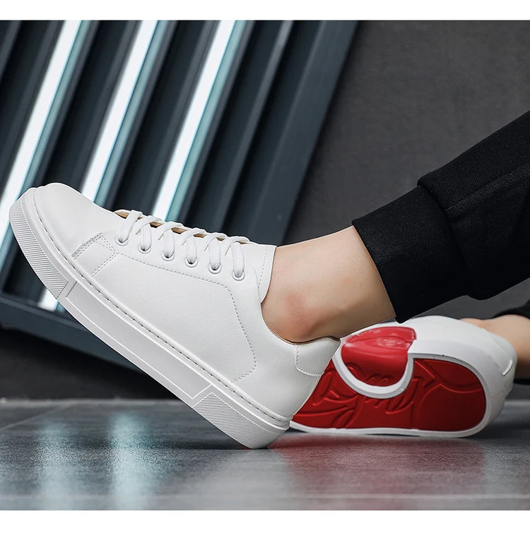 Hot Men's Casual Shoes Leather Sneakers Fashion White Black Male Vulcanized Shoes Non-slip Soft Men Shoes Lightweight Flat Shoe