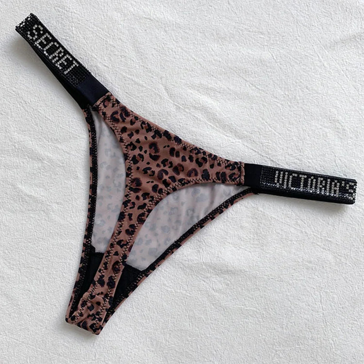 2026 New Satin Letter Rhinestone G-String Women Underwear Sexy Lace Lingerie Low Waist Seamless Panties Panties