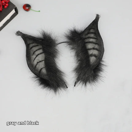 New Handmade Simulation Plush Furry Bat Ears Devil Sweetheart Halloween Bat Cosplay Pros Night Party Animals Hair Band Bat Wing