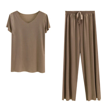 Completo due pezzi da donna: top e pantaloni. Set estivo due pezzi, abiti da donna per vacanze, nuova collezione 2026, pantaloni a gamba larga, eleganti e casual. platinumshop