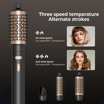 3 in Hair Dryer Brush Rotating Blow Dryer Brush Hot Air Styler Electric Hairdryer Hot Air Spin Brush Set Curling Iron Comb