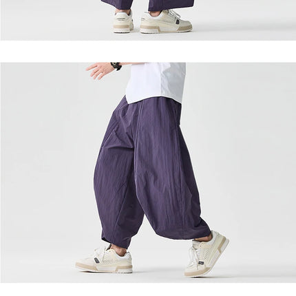 2026 Pantaloni estivi a gamba larga Vendite da uomo Pantaloni casual Stili giapponesi Samurai Costume Harun Pantaloni da uomo Pantaloni lanterna Pantaloni sportivi