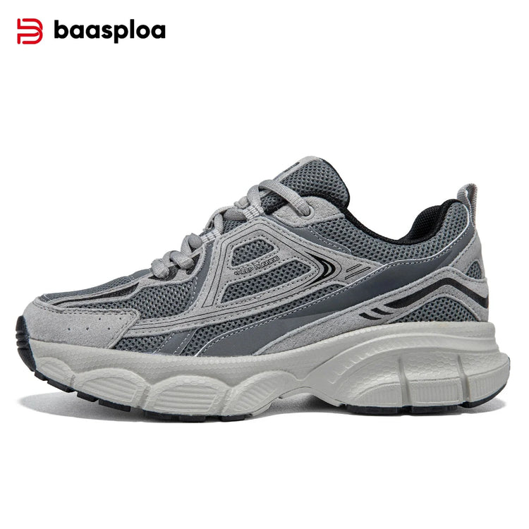Baasploa Scarpe da corsa retrò da donna Scarpe da jogging sportive con lacci in rete da esterno Scarpe casual leggere e traspiranti antiscivolo da donna