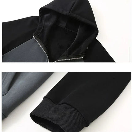 Big size thick hoodie set for men autumn winter casual plus size cardigan jacket hooded two-piece set 170kg 11xl suits for men