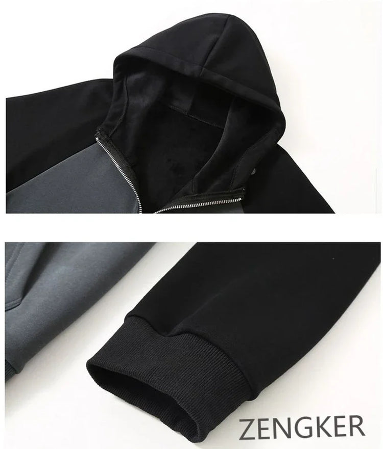 Big size thick hoodie set for men autumn winter casual plus size cardigan jacket hooded two-piece set 170kg 11xl suits for men
